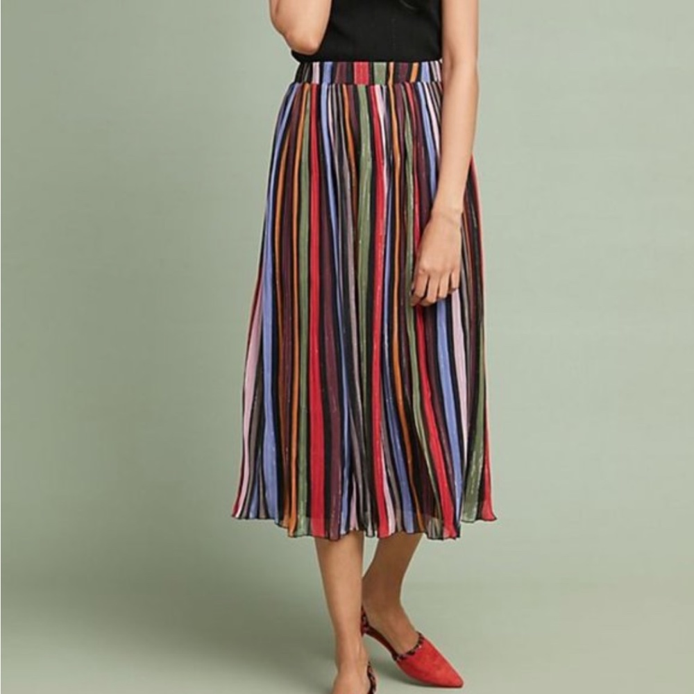 Anthropologie LAIA Rainbow Striped Midi Skirt